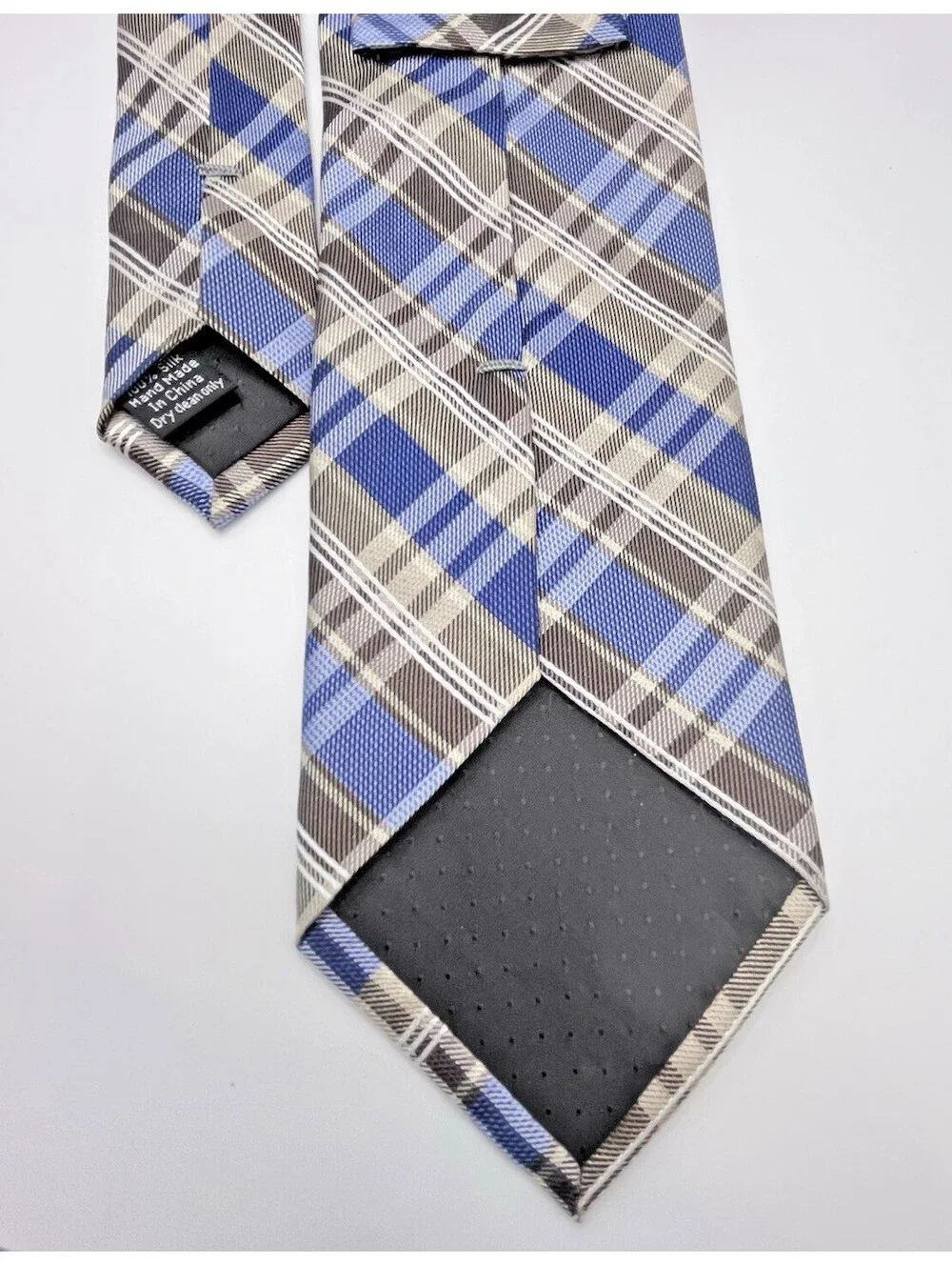 Pronto Uomo Tie Striped Plaid Blue brown Classic Long Retro 3.5 X 64 100% Silk